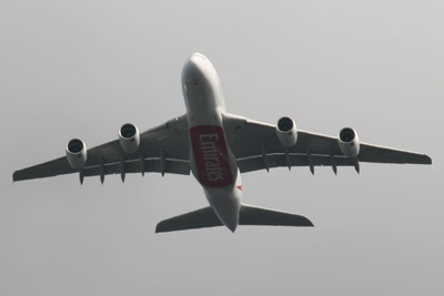 Emirates Airbus A380-861 s/n A6-EET aborts its landing at Glasgow Airport, and goes round again. Emirates Airbus A380-861 s/n A6-EET aborts its landing at Glasgow Airport, and goes round again.
