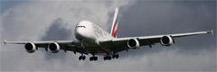 Emirates Airbus A380-861 S/n A6-EET Approaching Glasgow Airport.