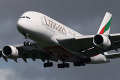 Emirates Airbus A380-861 S/n A6-EET On Final Approach At Glasgow Airport.