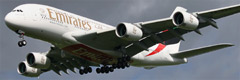 Emirates Airbus A380-861 S/n A6-EET Landing At Glasgow Airport.